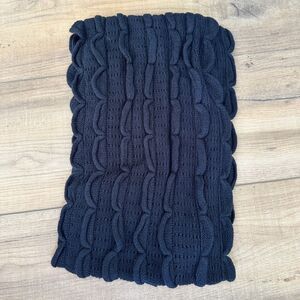 Black Scallop Scarf Sweater Women Knit Ruffle Wrap NWT Cottagecore Comfy Cozy